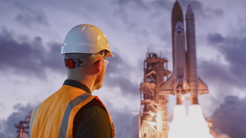 Safety Engineer Observing Rocket Launch Space Mission Technology Industry Innovation