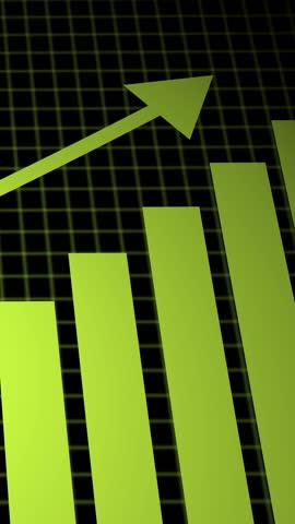 Financial business growth graph with grid for portrait video