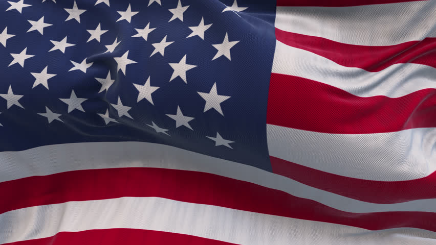 American flag waving and swirling, looping Close-up camera angle with transparent background. Drag and drop ready to use.