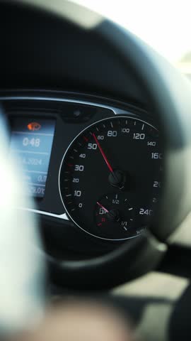 Close-up of Car Dashboard with speedometer