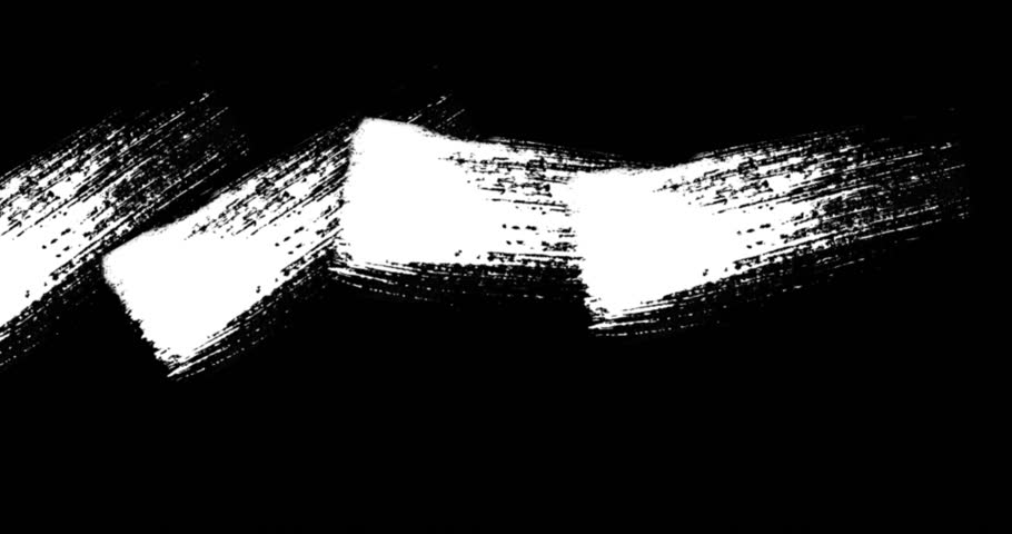 Various white paint strokes on a black background, creating artistic textures. Perfect for transitions or creative effects in video projects.
