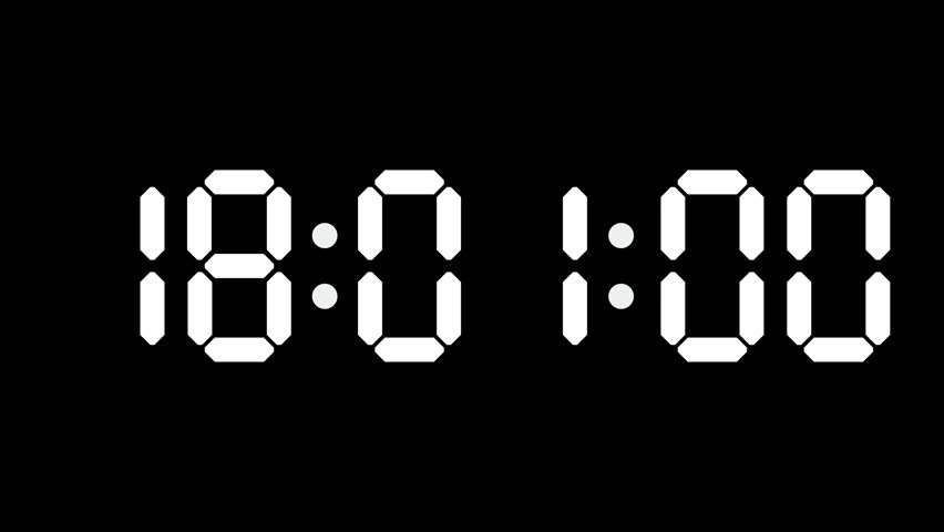 18:01 - 60 Second Full-Screen Countdown Timer with 7-Segment Display | 6:01 PM (Six O'Clock One Minute) | Eighteen O'Clock, One Minute