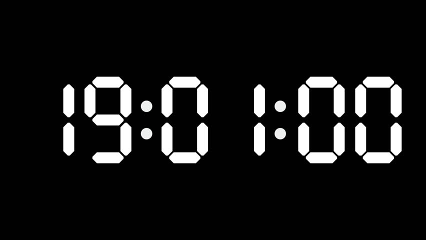 19:01 - 60 Second Full-Screen Countdown Timer with 7-Segment Display | 7:01 PM (Seven O'Clock One Minute) | Nineteen O'Clock, One Minute