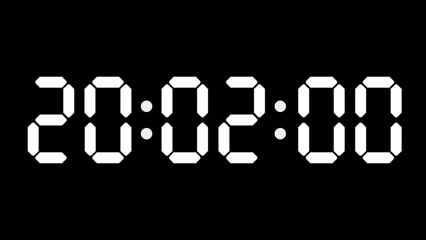 20:02 - 60 Second Full-Screen Countdown Timer with 7-Segment Display | 8:02 PM (Eight O'Clock Two Minutes) | Twenty O'Clock, Two Minutes