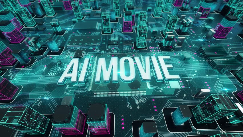 ai movie- with digital technology hitech concept. 3D Illustration