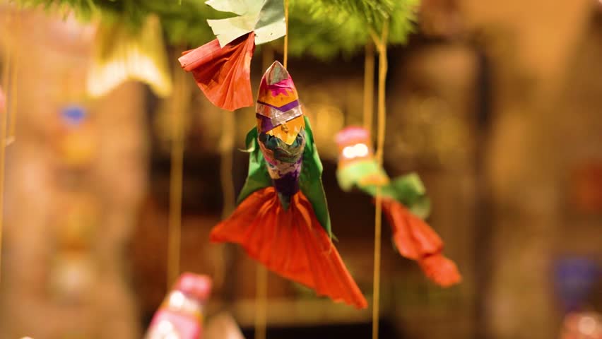 Close up shot of Christmas decoration toys.