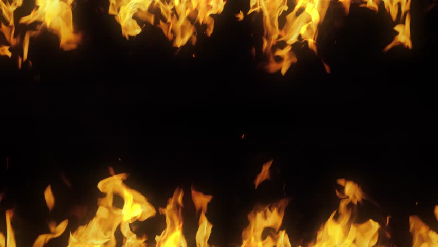 Realistic horizontal composition with top and bottom fire frame for overlaying. Perfect for social media projects, presentations, animated banner with copy space. 