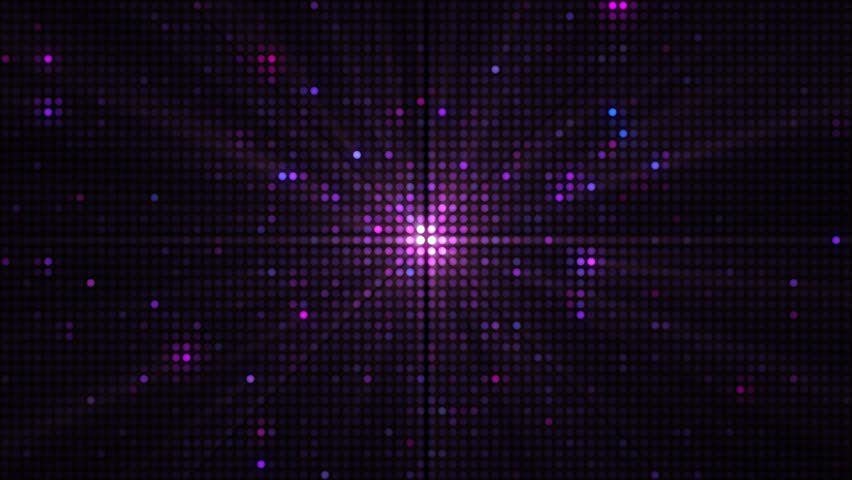Colorful flashing LED lights party background. Glowing disco video wall animation. Full HD and looping multicolored glittering LEDs motion background. Pink, purple and blue colors.