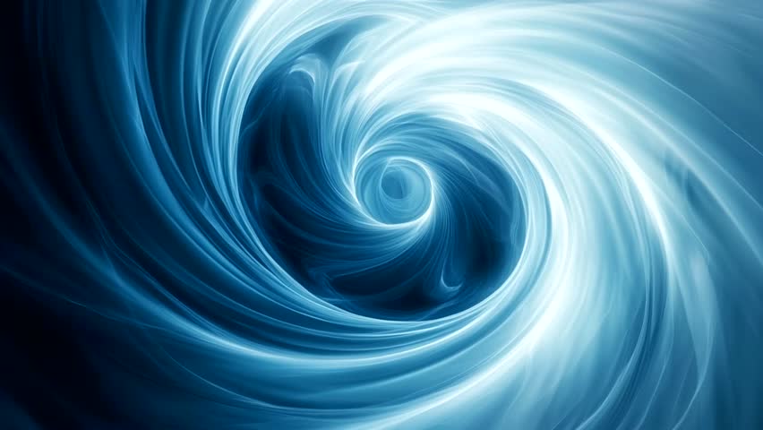 Abstract swirling blue and white light vortex