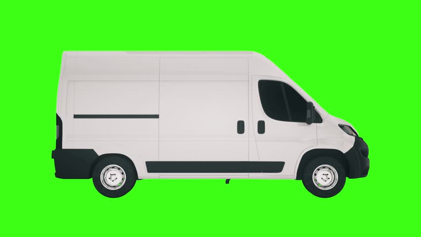 Delivery van animation on green chromakey background. Perfect for transportation, logistics, delivery, and advertising video projects