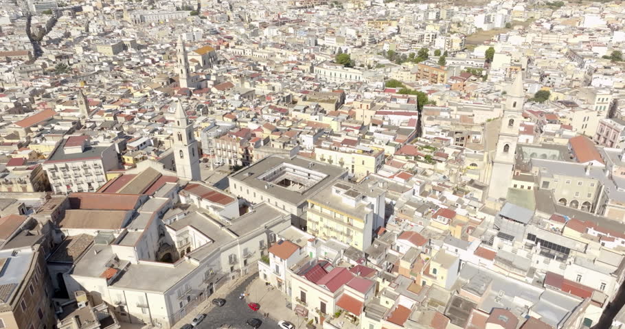 Aerial view of churches of the historic center of Andria, in Puglia, Italy.