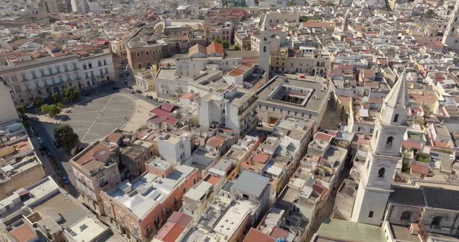 Aerial view of churches of the historic center of Andria, in Puglia, Italy.