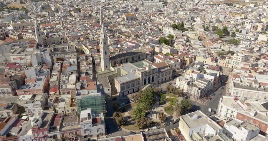 Aerial view of churches of the historic center of Andria, in Puglia, Italy.