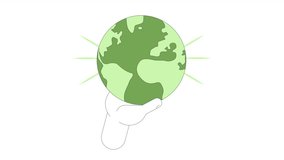 Save planet 2D animation. Earth day 4K video motion graphic. Sustainability environmental protection conservation. Go green. Holding world globe animated hand cartoon flat concept, white background - Powered by Shutterstock - Get 15% off with code: PIKWIZARD15
