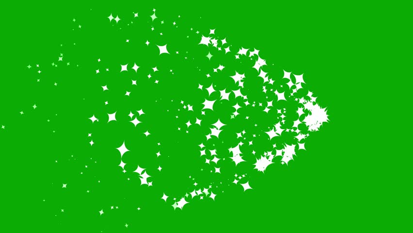 White glitter particles stream with green screen background