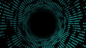 Animated Cyan color glowing circular dots halftone design hi-tech loop able 3D tunnel on black background - Powered by Shutterstock - Get 15% off with code: PIKWIZARD15