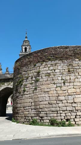 Gate of Santiago on the Roman wall of Lugo, Spain