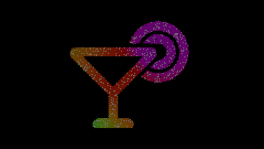 Icon cocktail is made up of LED square shapes that shimmer and flicker. There are black dead diodes. In-Out looped. Alpha BW at the end - Powered by Shutterstock - Get 15% off with code: PIKWIZARD15