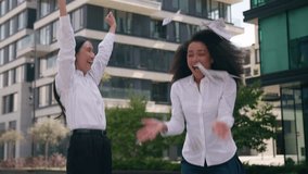 African American Asian Korean women throwing money cash enjoyment winning colleagues partners deal wealth girls businesswomen business banknotes rain dollars co-workers victory city outside investment - Powered by Shutterstock - Get 15% off with code: PIKWIZARD15