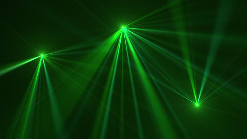 High speed laser light show on black background with flashing green colored laser beams. This music performance nightlife background animation is full HD and a seamless loop.