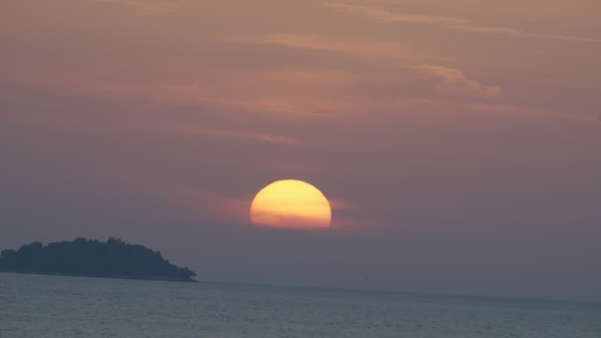 Picturesque Of Sunset On A Cloudy Sky Over The Sea In Croatia. static shot