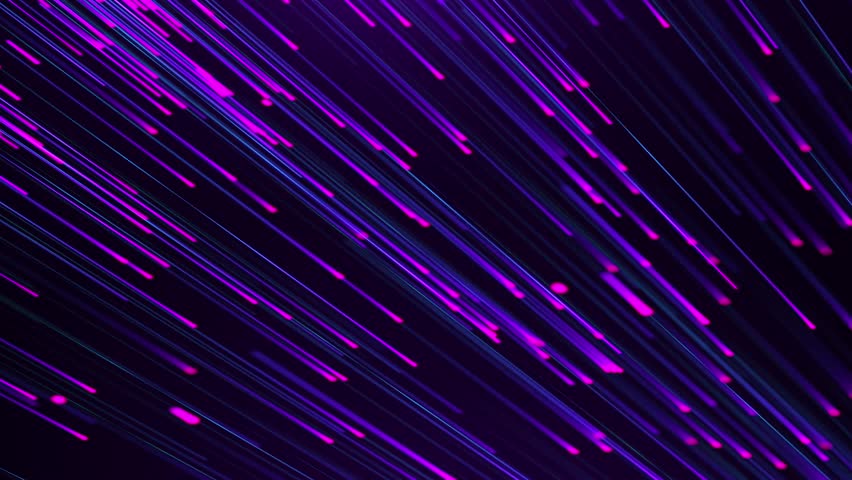 Abstract digital background with glowing neon particles flying down. movement of a stream of glowing bright lines of particles. Seamless loop abstract background
