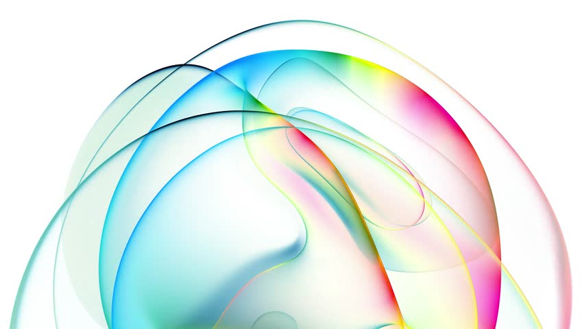 3d render abstract art video animation part of surreal alien ball sphere flower in curved wavy organic biological lines forms in fluorescent green blue and orange gradient color on white background