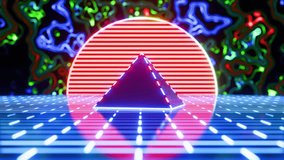  Synthwave inspired Digital Neon Pyramid in a retro style environment ins with flashing RGB lighting Abstract Motion Background - Powered by Shutterstock - Get 15% off with code: PIKWIZARD15