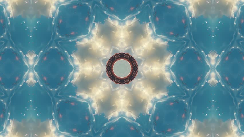 A kaleidoscopic pattern featuring swirling colors and shapes, creating a mesmerizing visual effect.