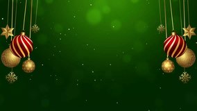 4K Animated Holiday Season elegant Christmas green background with red and gold baubles and Christmas decorations - Powered by Shutterstock - Get 15% off with code: PIKWIZARD15