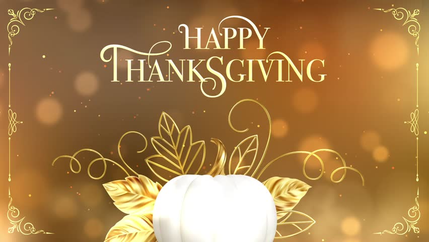 Animated Elegant Gold Thanksgiving Background with glitter and bokeh