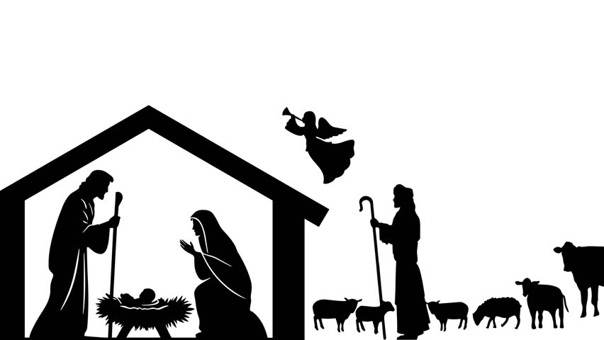 The Birth of Jesus Christ with Glowing Star and Nativity Scene Animation