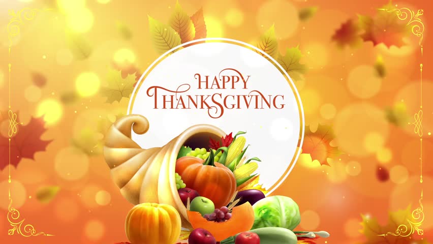 HD Animated Happy Thanksgiving background video greetings
