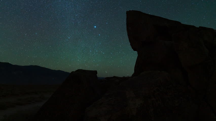 Timelapse night to day transition of Native American petroglyphs in Eastern Sierra, California
