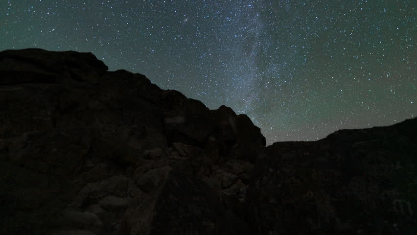Timelapse night to day tracking of Native American petroglyphs in Eastern Sierra, California