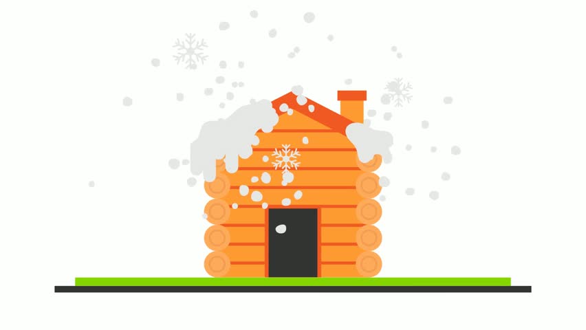 Log Cabin in the Snow field animated video, Wooden Cottage with Chimney Snow falling animation, Winter Season activities Clip, Coldest Weather Footage, Snow and frost motion graphics