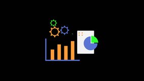 Animated of Line chart, bar graph, pie chart, gears, and data visualization in a business presentation or financial report design. Analyzing data visually. 4k alpha channel - Powered by Shutterstock - Get 15% off with code: PIKWIZARD15