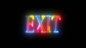 Neon "Exit" sign with flicker on a black background. Exit text with neon glow effect on black background. Abstract glowing neon text. - Powered by Shutterstock - Get 15% off with code: PIKWIZARD15
