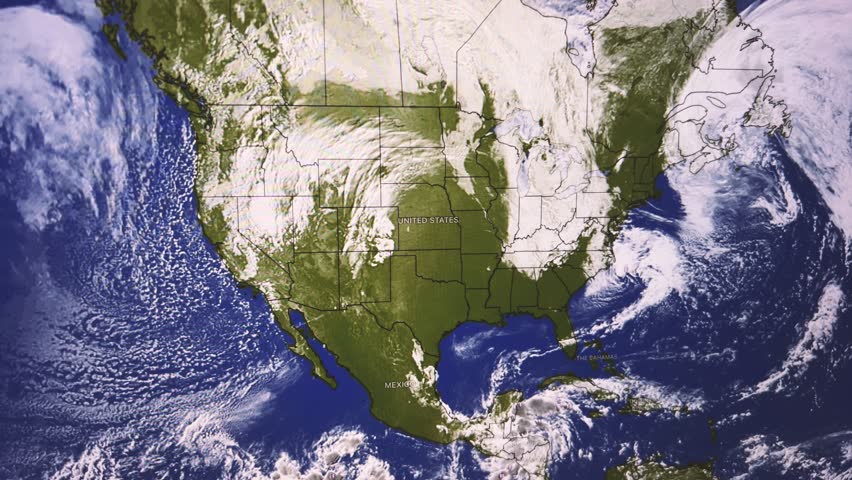 Clouds Over North America Map, Loop Video