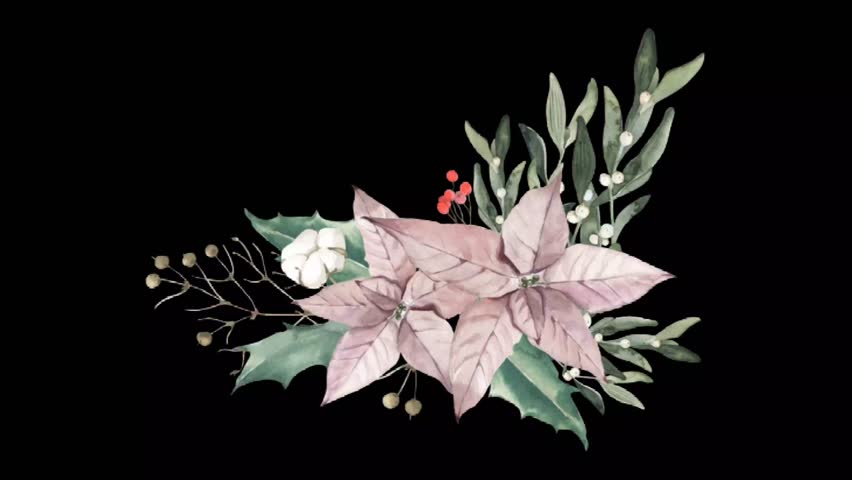 Elegant flower and leaf corner frame animation on a black background, ideal for invitations, titles, or decorative projects with a touch of natural beauty