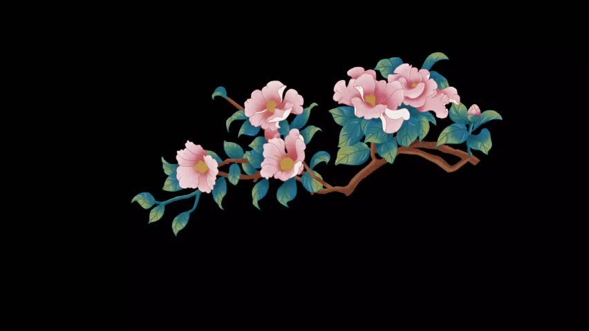 Elegant flower and leaf corner frame animation on a black background, ideal for invitations, titles, or decorative projects with a touch of natural beauty