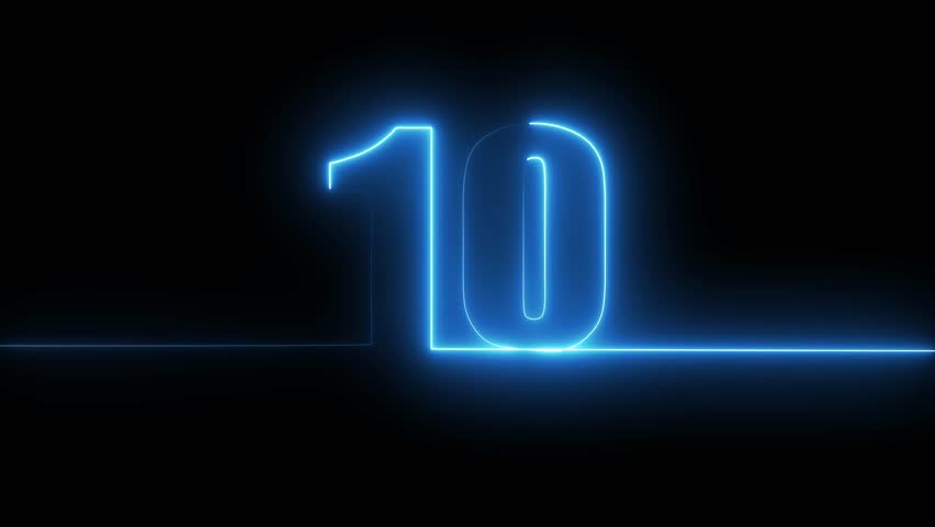 Glowing neon countdown timer clock icon animation.