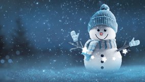 3D Snowman Looking Out The Corner With A Smile. Happy New Year. Animated Christmas Greeting Card. Winter Holiday Background. - Powered by Shutterstock - Get 15% off with code: PIKWIZARD15