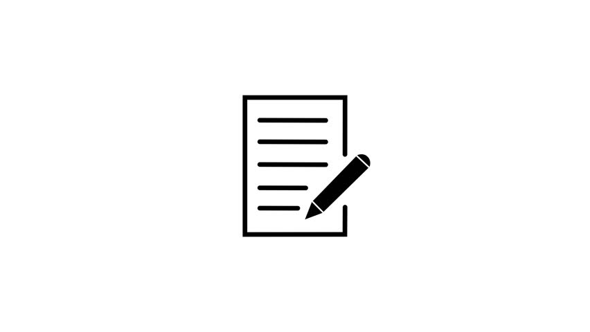Documents icon. pen with document icon animation. paper sign. Check list icon isolated. Documents list icon.
