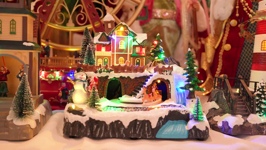 Christmas market stall with variety types of Christmas decoration displayed for sale