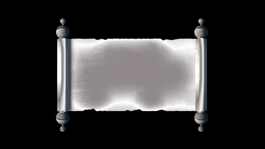 Unrolling scrolls Video. Scrolls Unroll.  Old paper scroll texture. Scroll on a transparent background. Unrolled scroll with alpha channel.