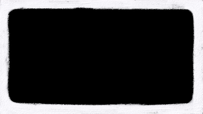 Loop Animation frame border for horizontal and vertical screen, realistic paint brush texture, white chalk crayon, on a transparent background alpha channel