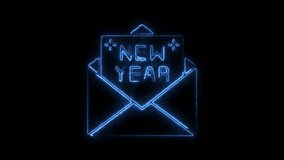 Neon New Year Card Icon – Glowing Envelope Design for Festive Greetings - Powered by Shutterstock - Get 15% off with code: PIKWIZARD15
