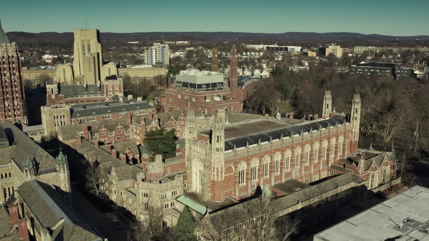Yale University is a private Ivy League research university in New Haven, Connecticut. Beautifully timed on a drone in 2024. High quality 4k footage