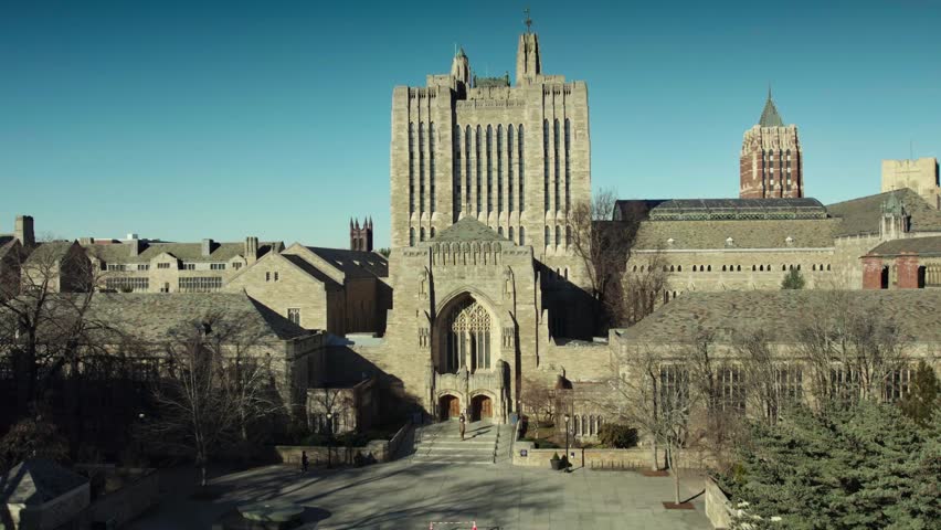 Yale University is a private Ivy League research university in New Haven, Connecticut. Beautifully timed on a drone in 2024. High quality 4k footage